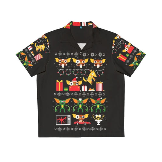 Gremlin-inspired Hawaiian shirt with Christmas and retro 1980s movie references