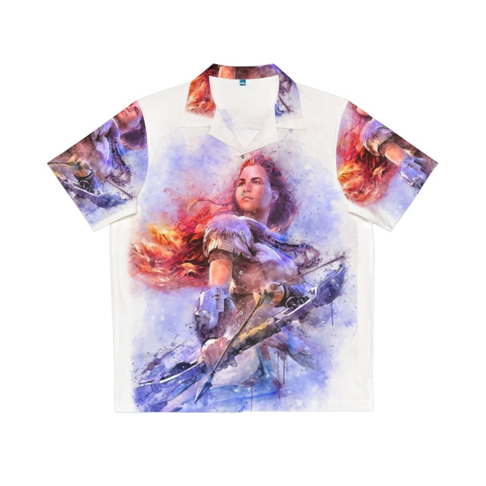 Aloy Watercolor Hawaiian Shirt - Horizon Zero Dawn Inspired Gaming Apparel