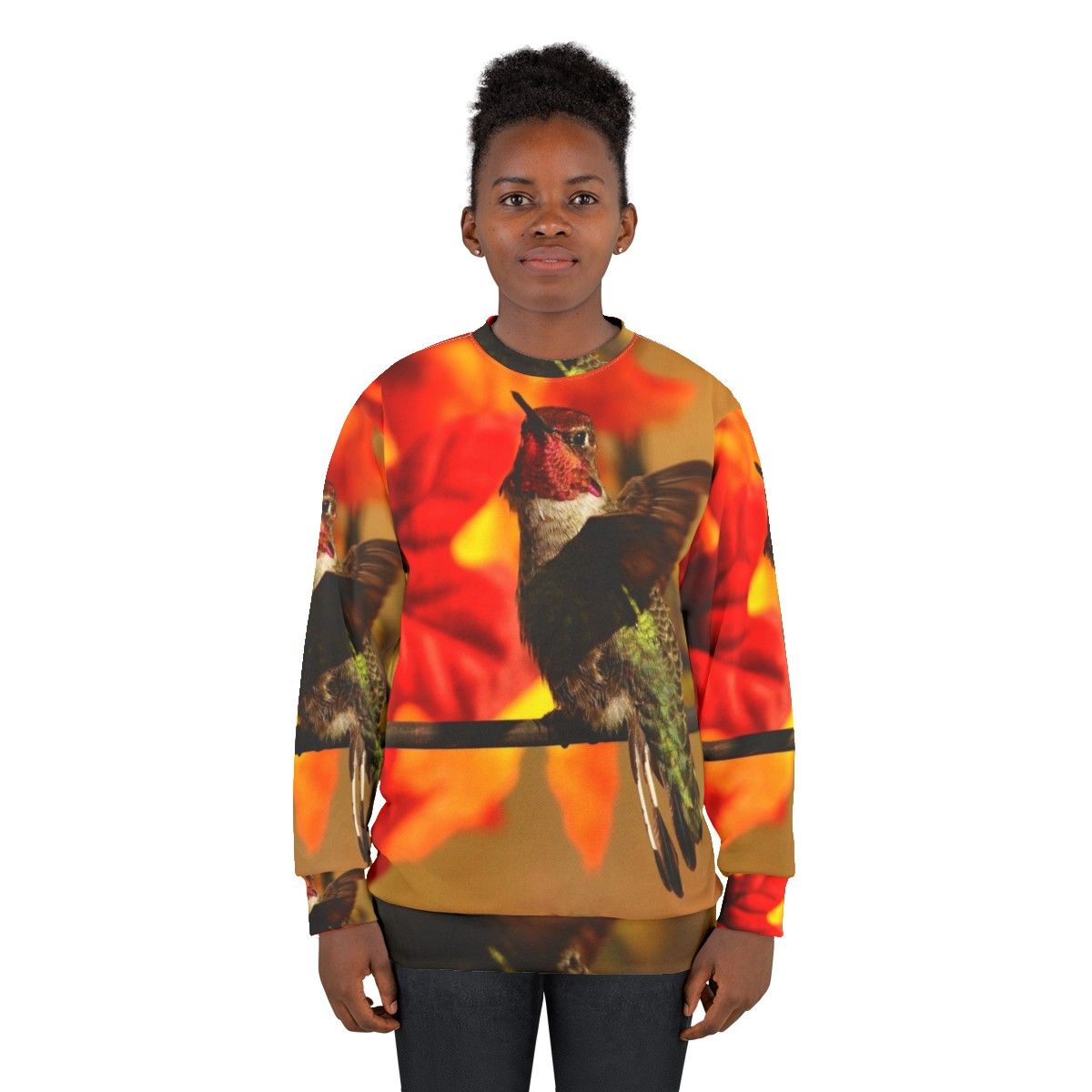 Autumn hummingbird sweatshirt - women