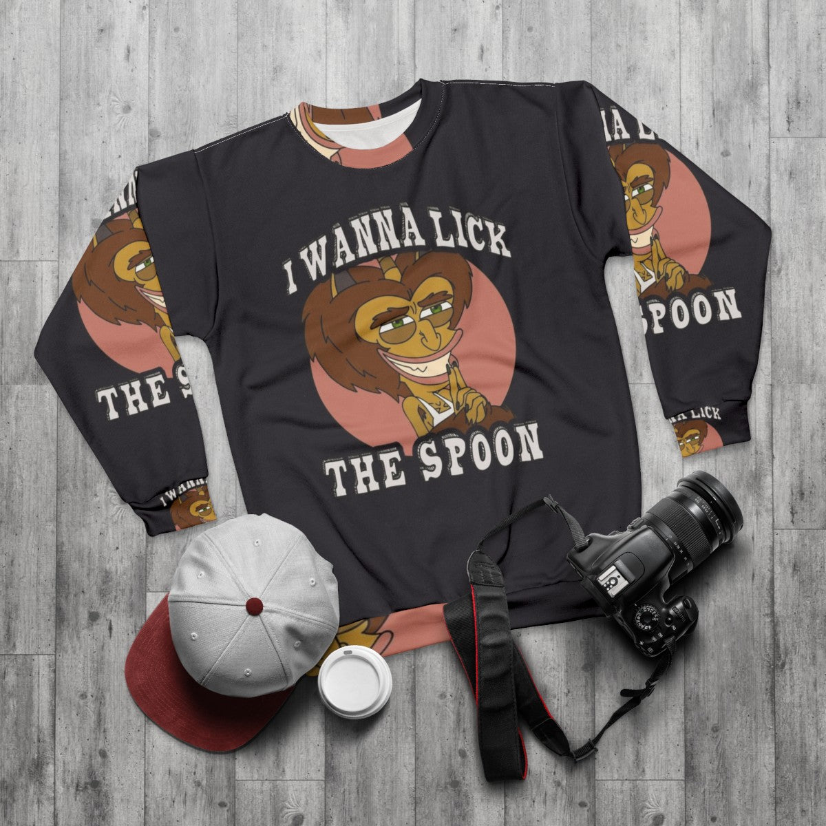 Big Mouth Hormone Monster Lick the Spoon Sweatshirt - flat lay