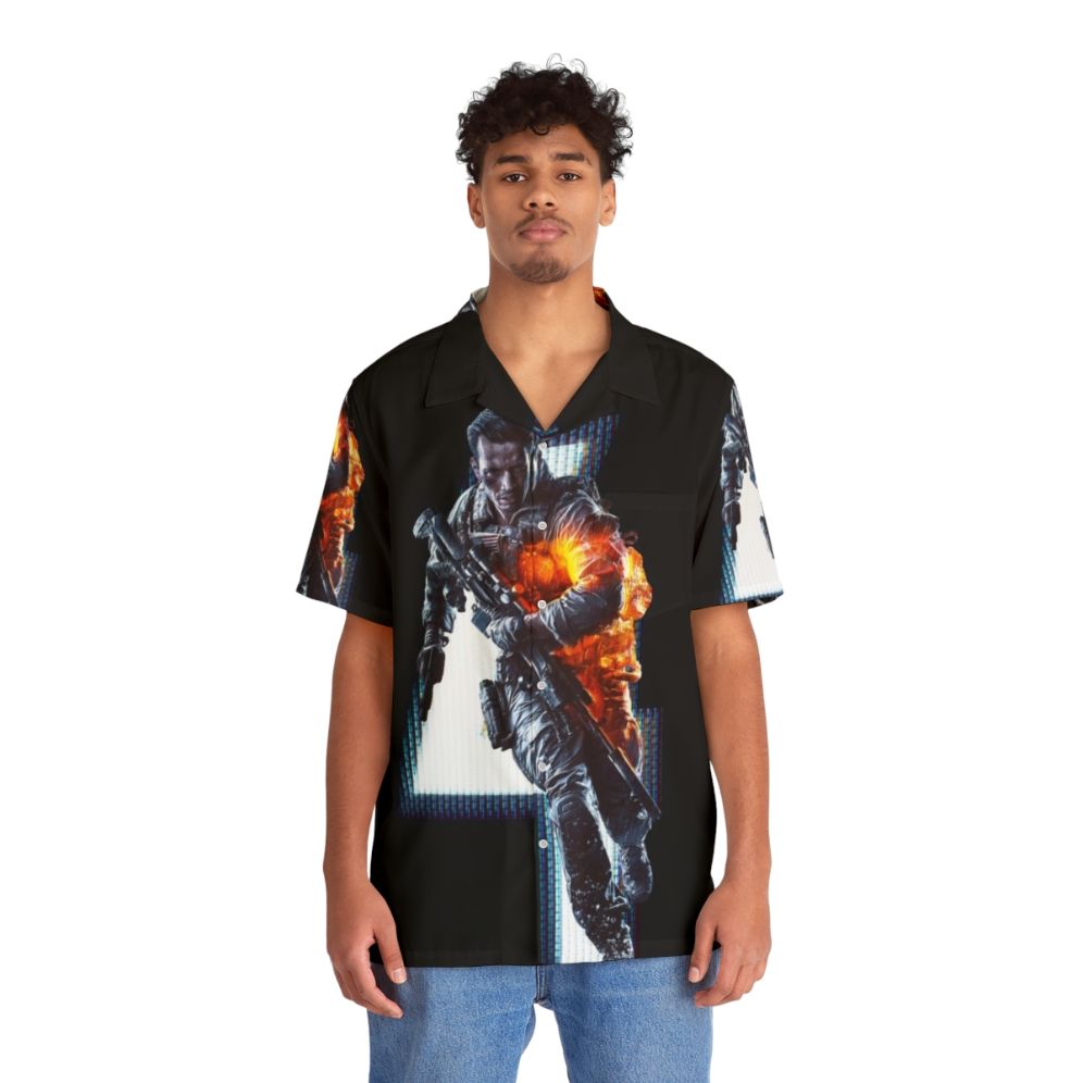 Battlefield 4 Hawaiian Shirt with military-inspired design - People Front