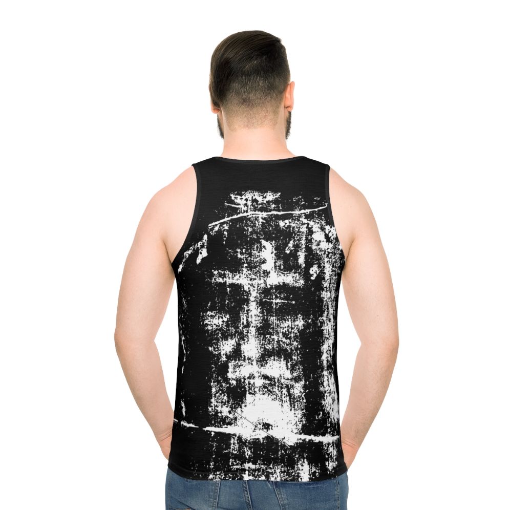 Shroud of Turin Jesus Christ Face Unisex Tank Top - men back