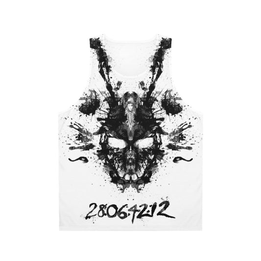 Donnie Darko inspired unisex tank top with Rorschach inkblot and Frank the Bunny