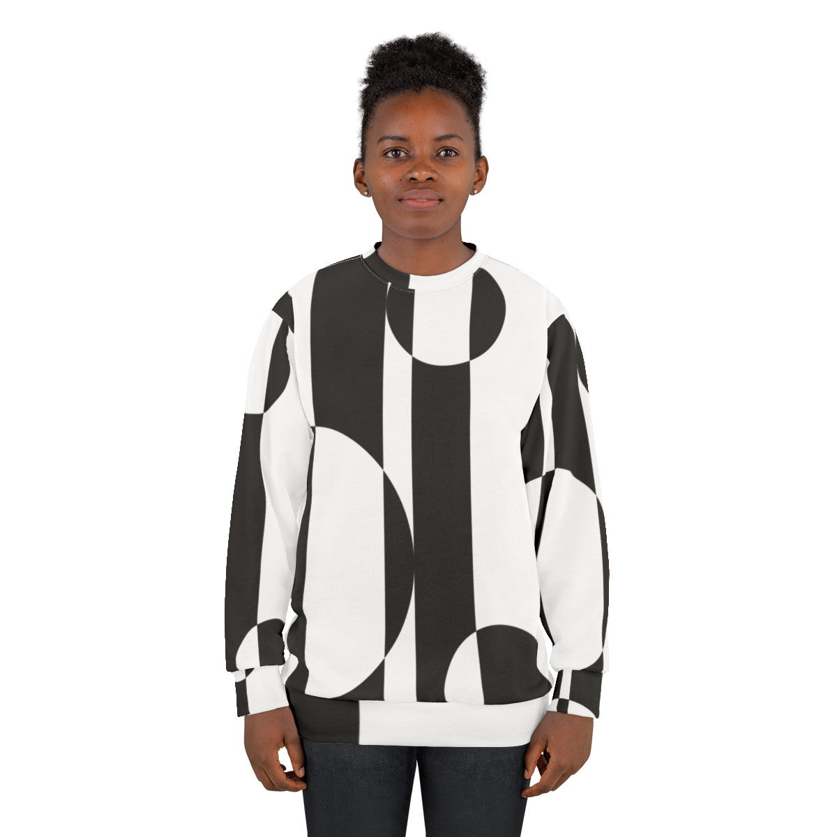 Retro 1960s black and white op art sweatshirt - women