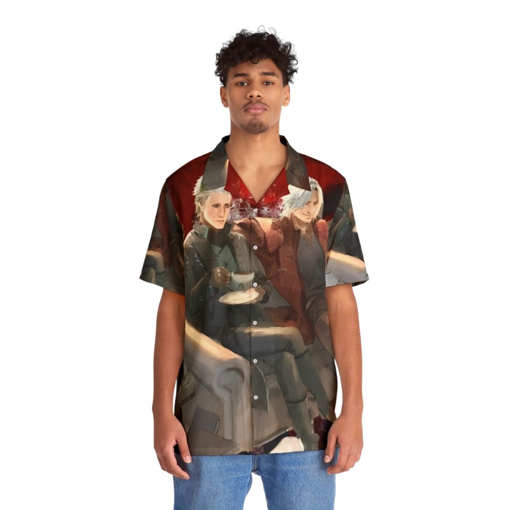 Devil May Cry 5 Anime Hawaiian Shirt with Dante, Vergil, and Nero - People Front