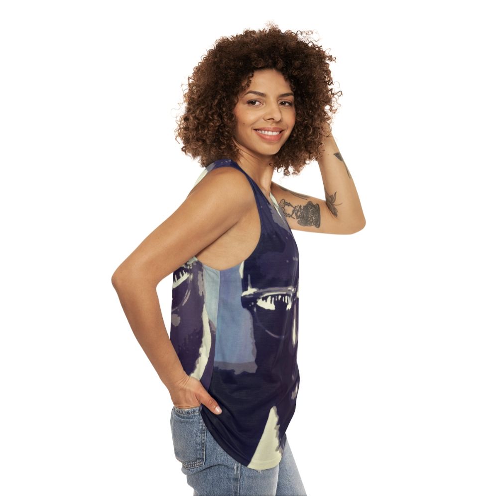 Thelonious Monk Unisex Tank Top with Piano Keys Design - women side