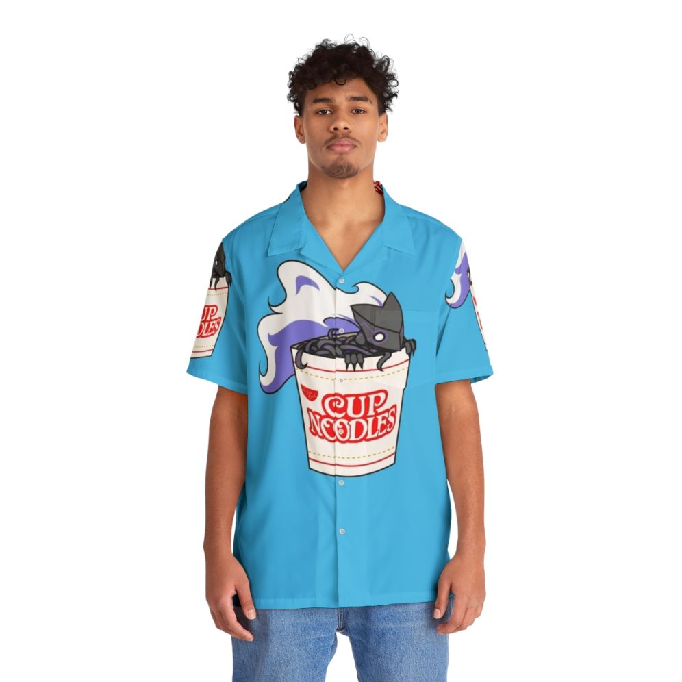 Cup Noodles themed Hawaiian shirt with fighting game and anime graphics - People Front