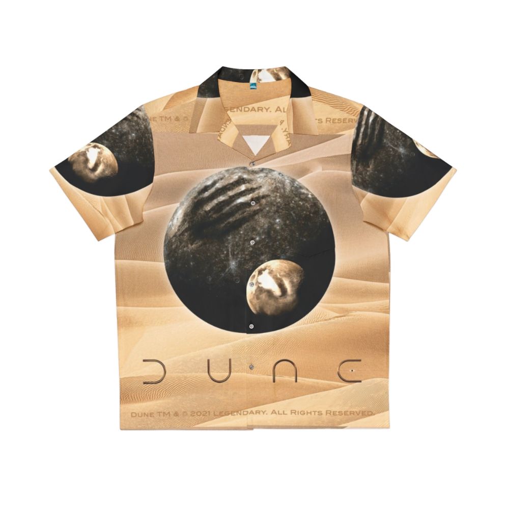 Dune-inspired Hawaiian shirt with planet and moon design