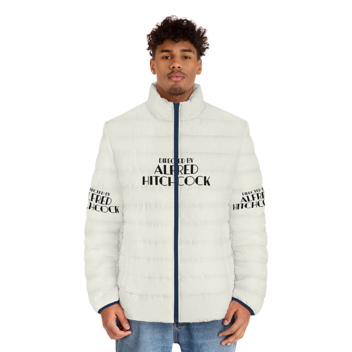 Puffer jacket with an Alfred Hitchcock-inspired design - men front