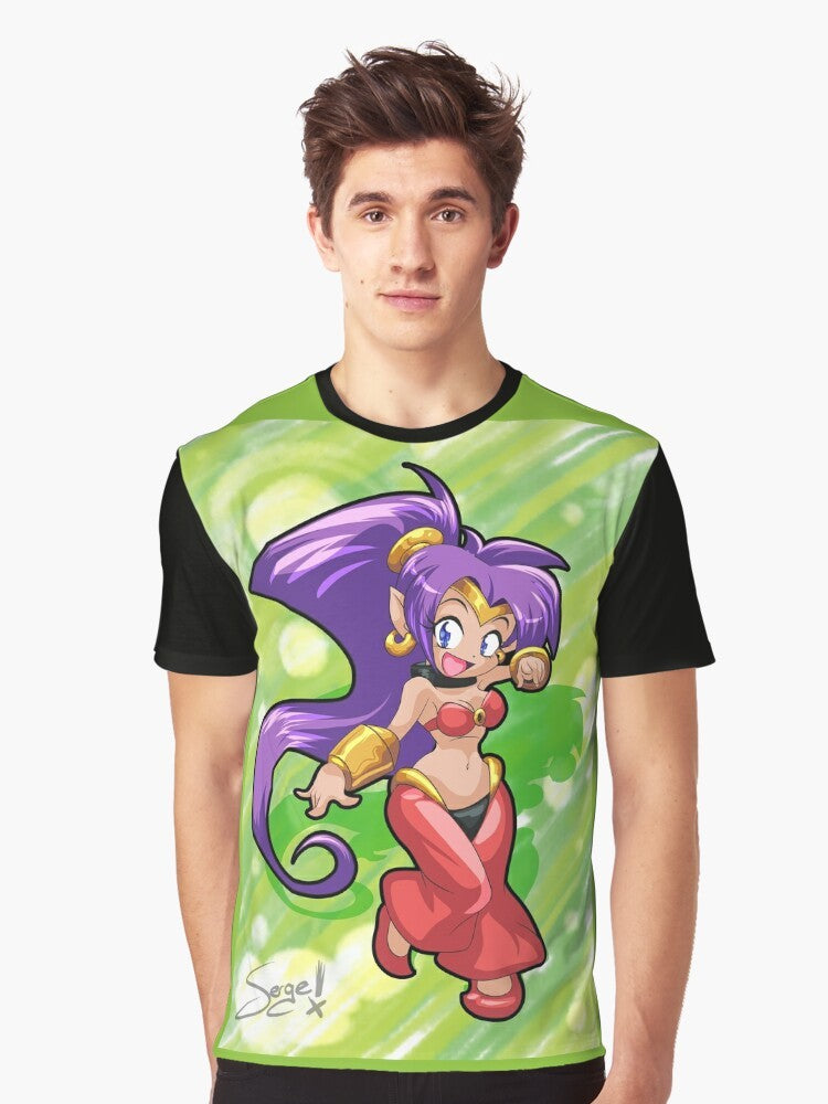 Shantae, the half genie hero, in a chibi-style graphic design on a t-shirt - Men