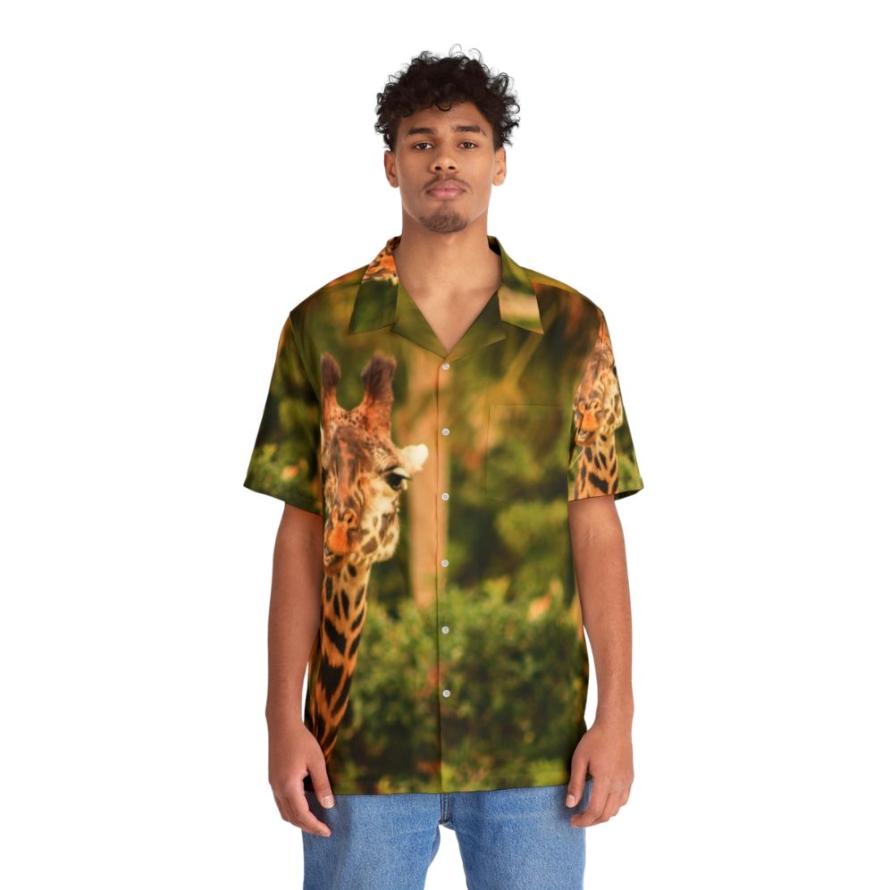 Giraffe Hawaiian shirt with "Say What" design - People Front