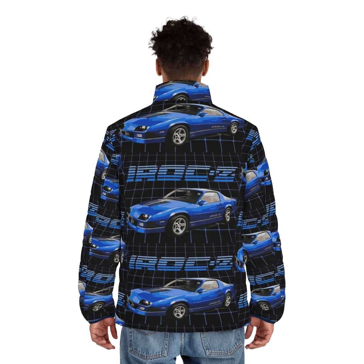 1989 Camaro IROC-Z 1LE puffer jacket with classic muscle car design - men back