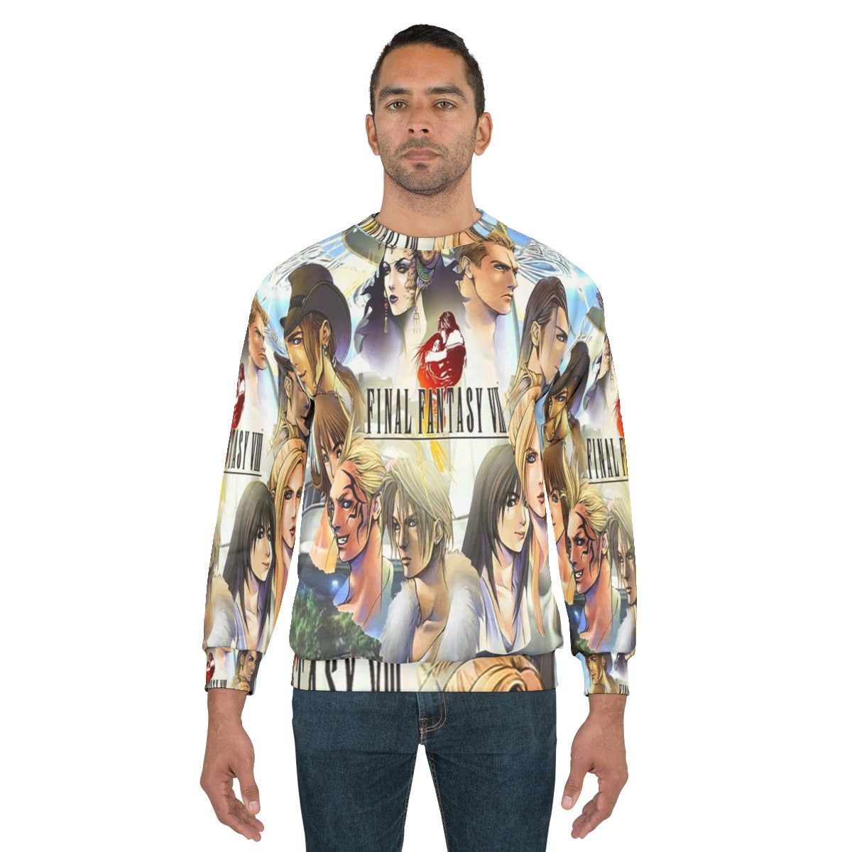 Final Fantasy VIII Sweatshirt featuring iconic characters and imagery from the beloved JRPG game - men