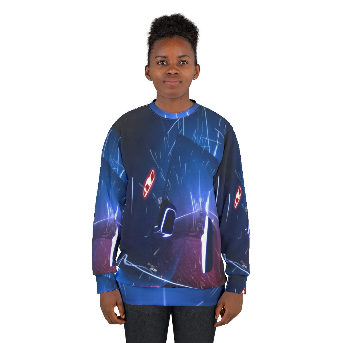 Virtual world sweatshirt with gaming and dance design - women