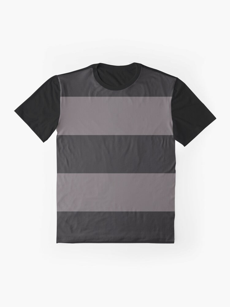 Minimalist black and grey striped graphic t-shirt - Flat lay