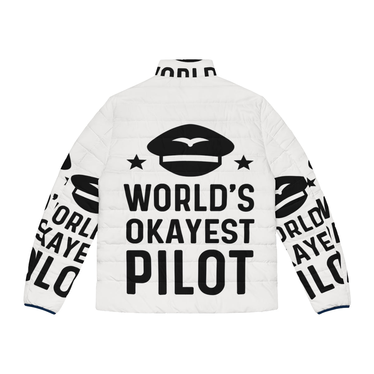 World's Okayest Puffer Jacket featuring an engineer design - Back