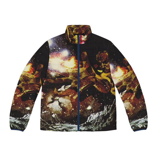 Santana III Puffer Jacket with guitarist Carlos Santana on the album cover