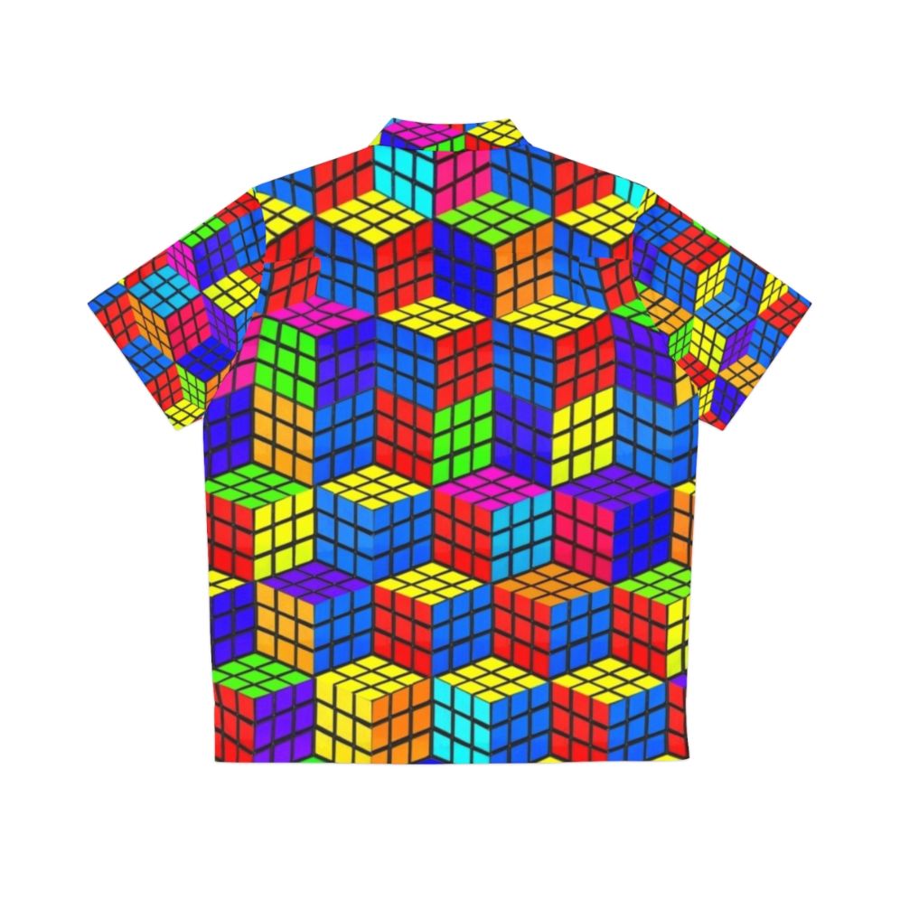 Rubik's Cube Hawaiian shirt with geometric illusion pattern - Back