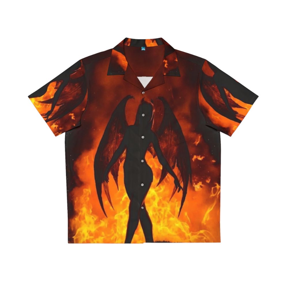 Demon Girl Hawaiian Shirt, Fire Girl Print