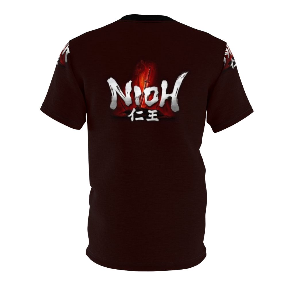 Nioh-inspired action RPG t-shirt with samurai and Japanese mythology imagery - Back