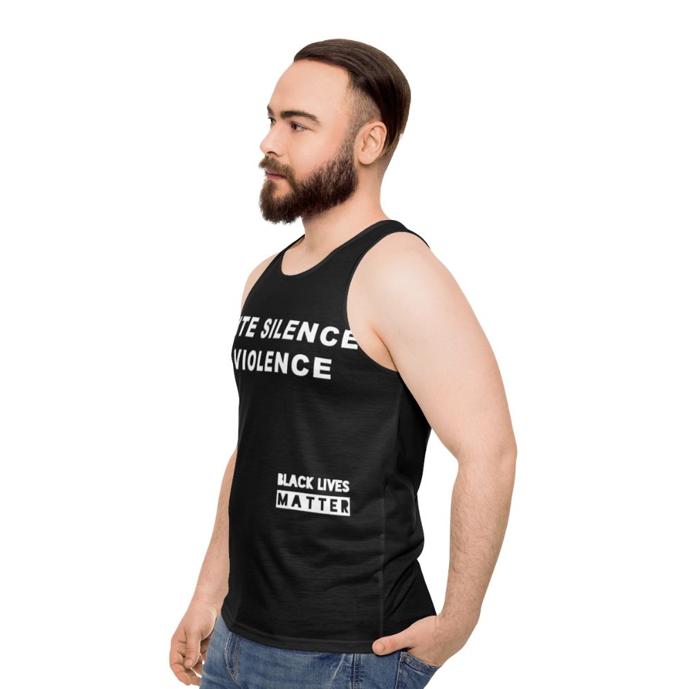 Black Lives Matter Allies White Unisex Tank Top - men side