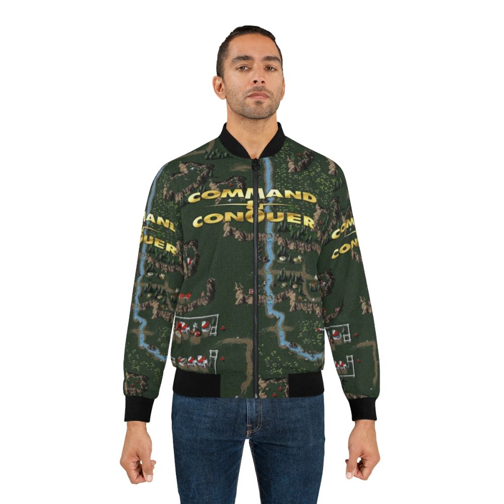 Vintage-inspired bomber jacket featuring the Command & Conquer retro gaming logo and design - Lifestyle