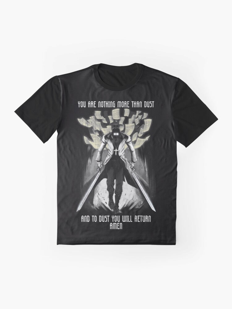 Hellsing Alucard "To Dust You Will Return" Graphic T-Shirt - Flat lay