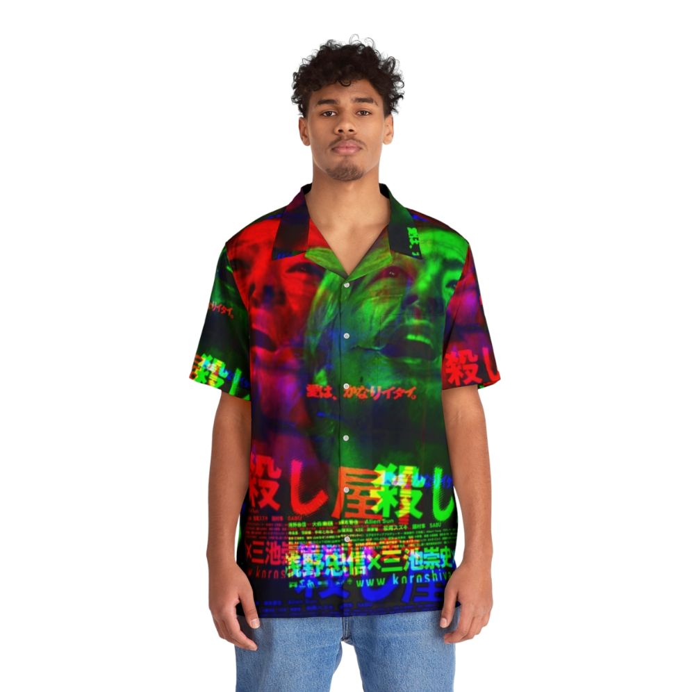 Ichi The Killer inspired Hawaiian shirt with glitch and horror elements - People Front