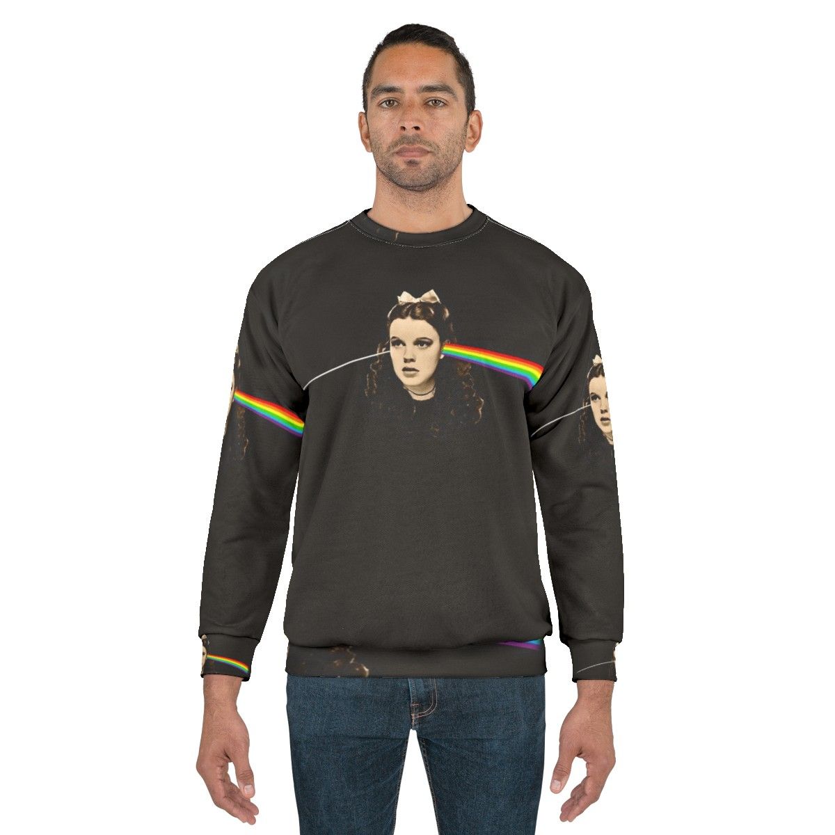 Dark Side of the Rainbow Sweatshirt featuring Wizard of Oz characters and Pink Floyd logo - men