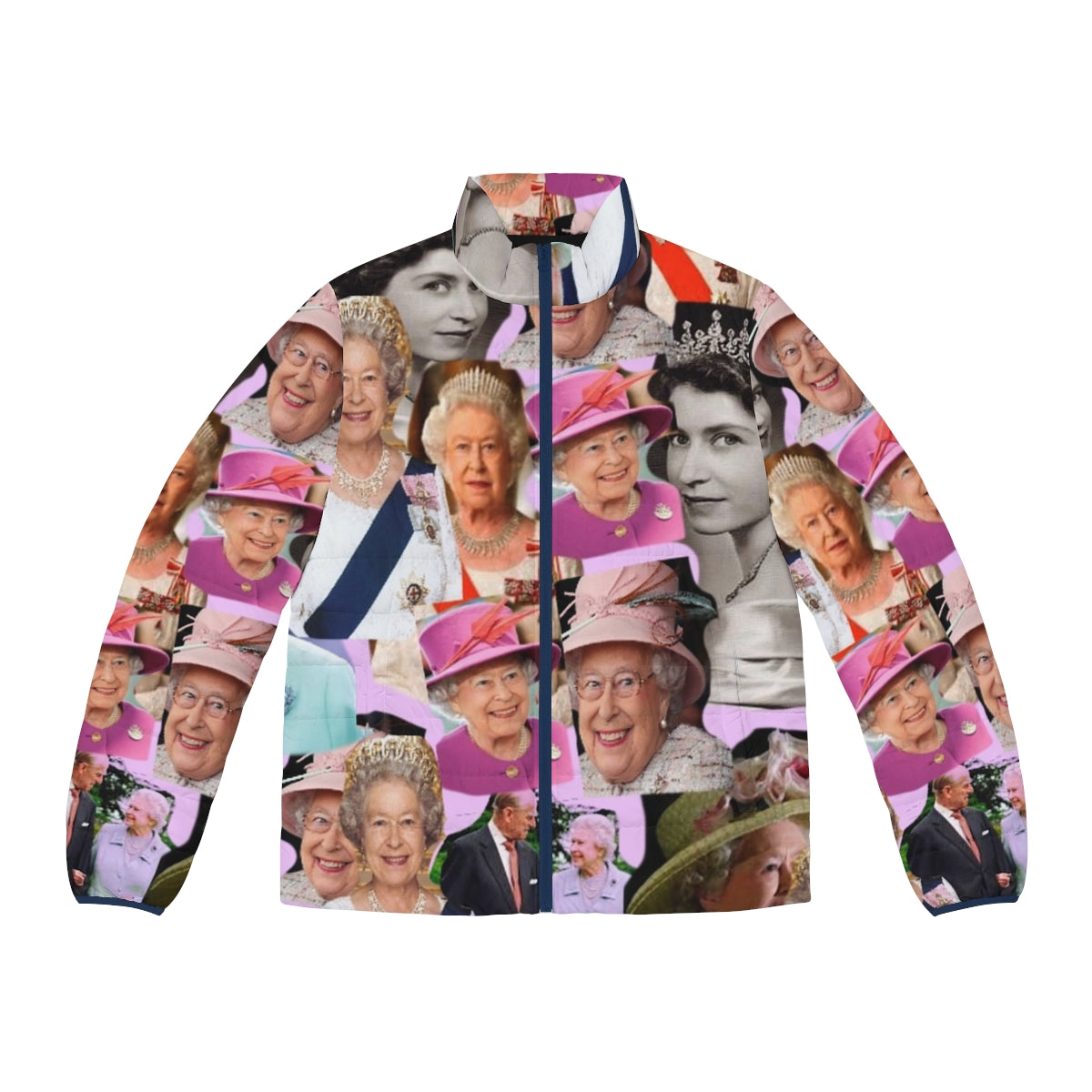 Queen Elizabeth II Pop Art Collage Puffer Jacket