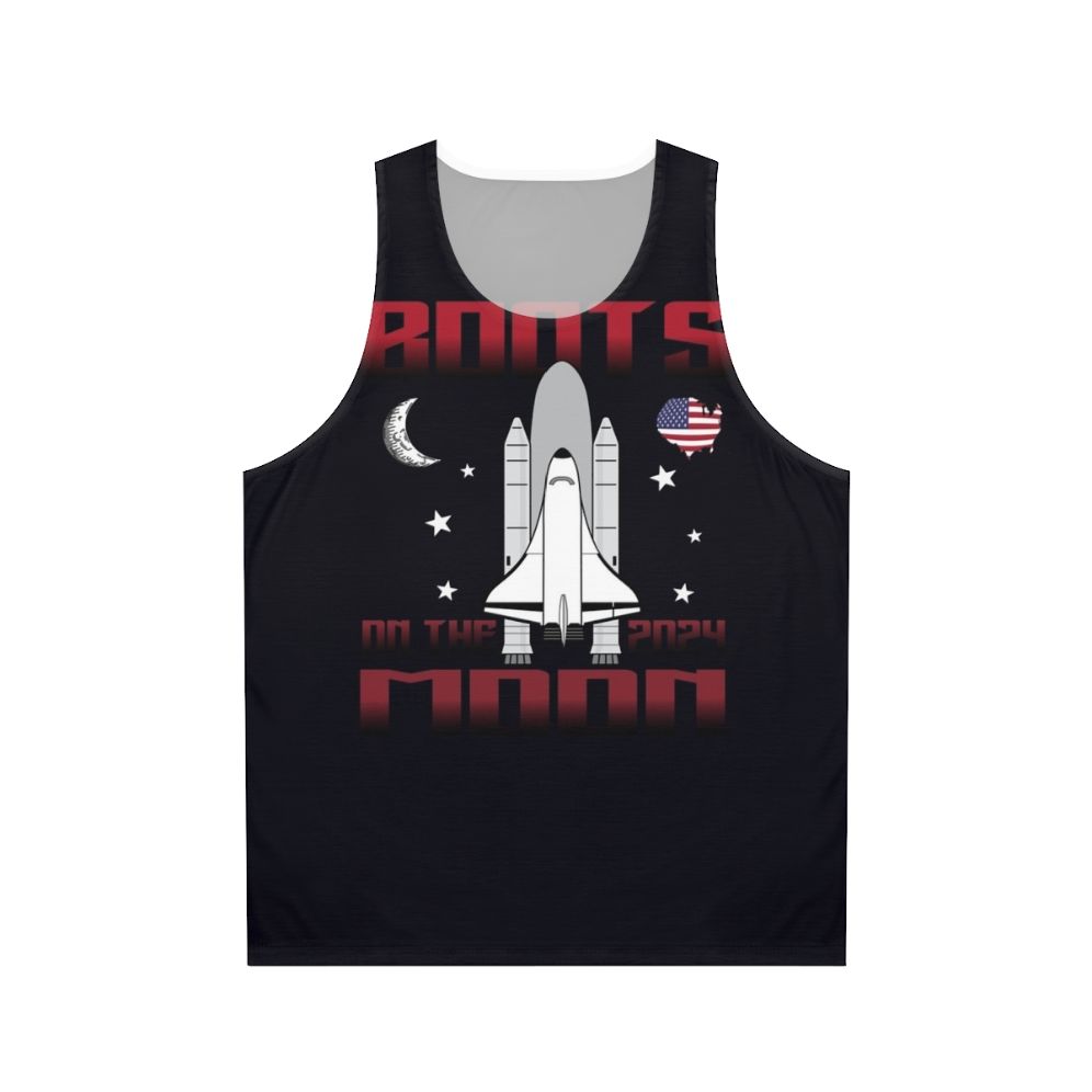 Boots On The Moon Unisex Tank Top featuring space-themed graphics