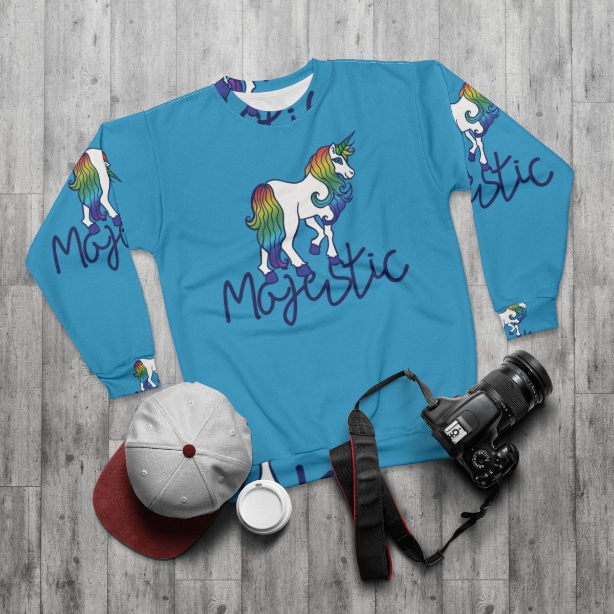 Majestic magical unicorn sweatshirt - flat lay