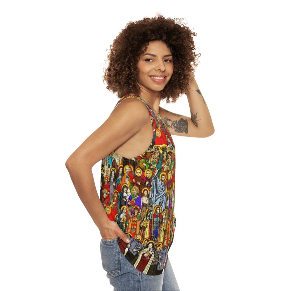 Unisex tank top featuring Catholic saints - women side