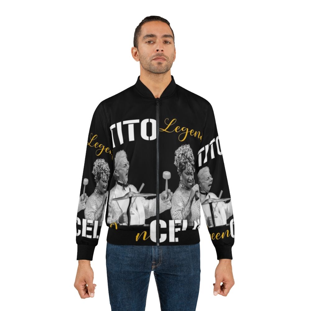 Tito Puente and Celia Cruz Inspired Bomber Jacket with Latin Music Symbols - Lifestyle