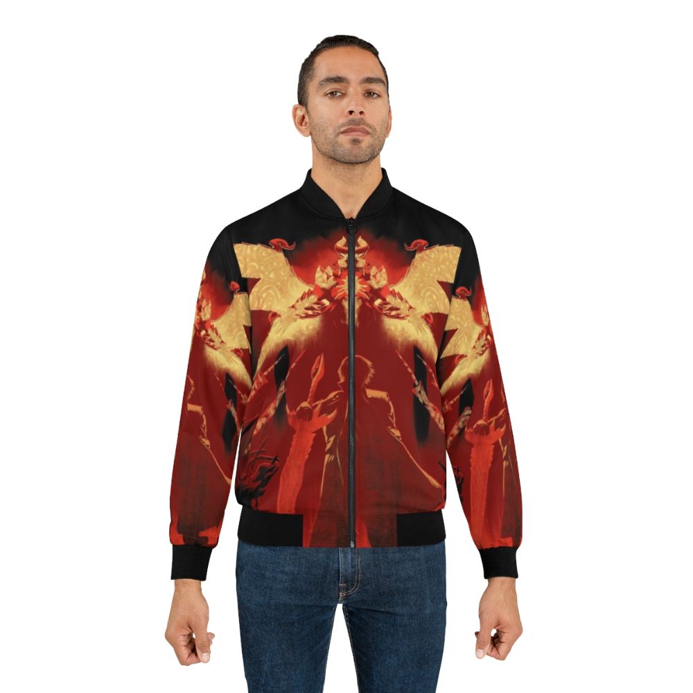 Red bomber jacket with devil may cry inspired graphic design - Lifestyle