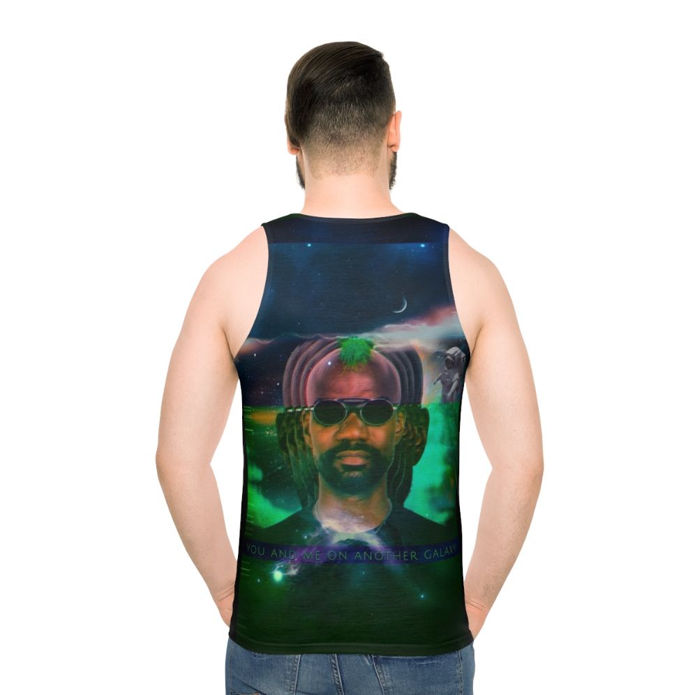 Green Velvet Unisex Tank Top with Galaxy Print - men back