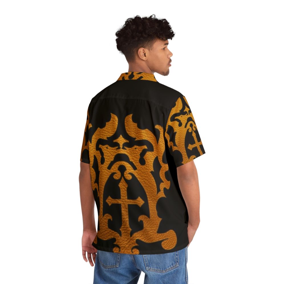 Belmont Crest Hawaiian Shirt with Castlevania Inspired Tropical Design - People Back