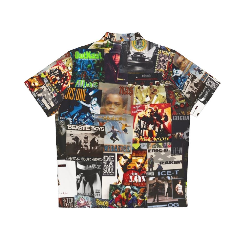 Vintage 90s hip hop classics album cover pattern on a hawaiian shirt - Back