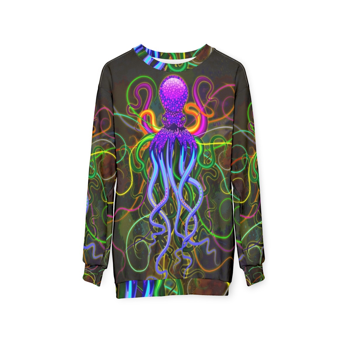 Luminescent octopus psychedelic sweatshirt - hanging