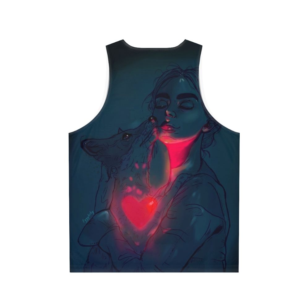 Glow in the dark unisex tank top with artistic design - Back