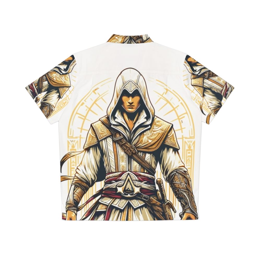 Assassins Creed inspired Hawaiian shirt with hidden blade and historical assassin motif - Back