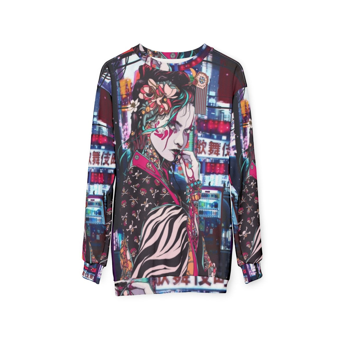 Geisha in Tokyo Sweatshirt - Stylish Japanese Graphic Apparel - hanging