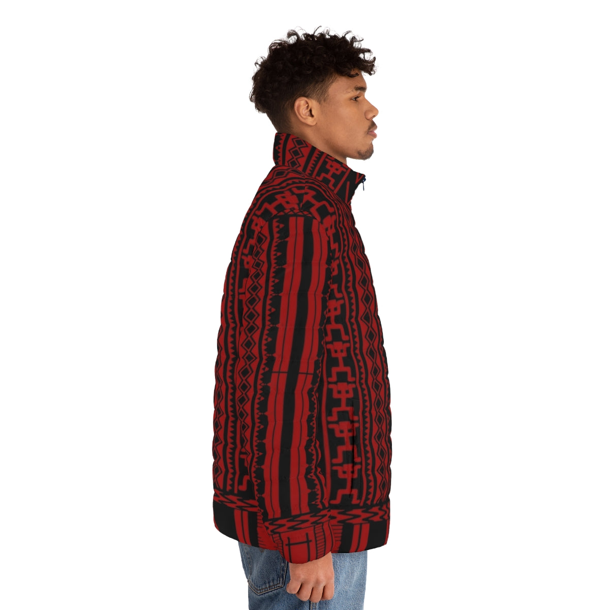 Ifugao weave puffer jacket with unique tribal patterns - men side right