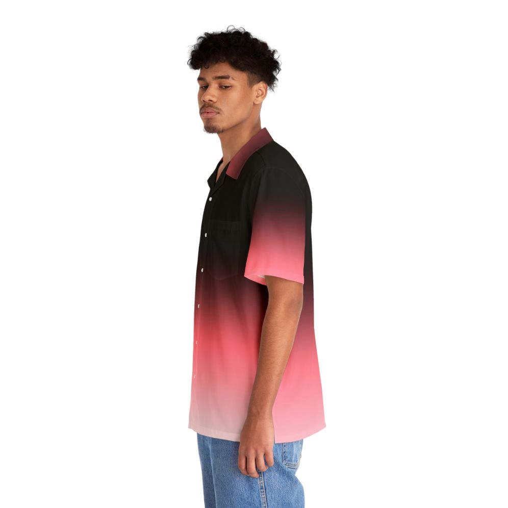 Black, pink, and white ombre dip dye Hawaiian shirt with rainbow ombre pattern - People Left