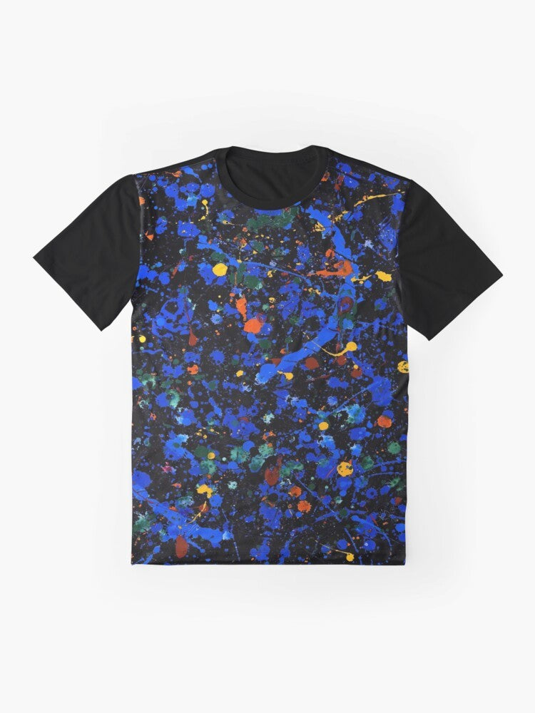 Abstract art graphic t-shirt featuring a Jackson Pollock-inspired design - Flat lay