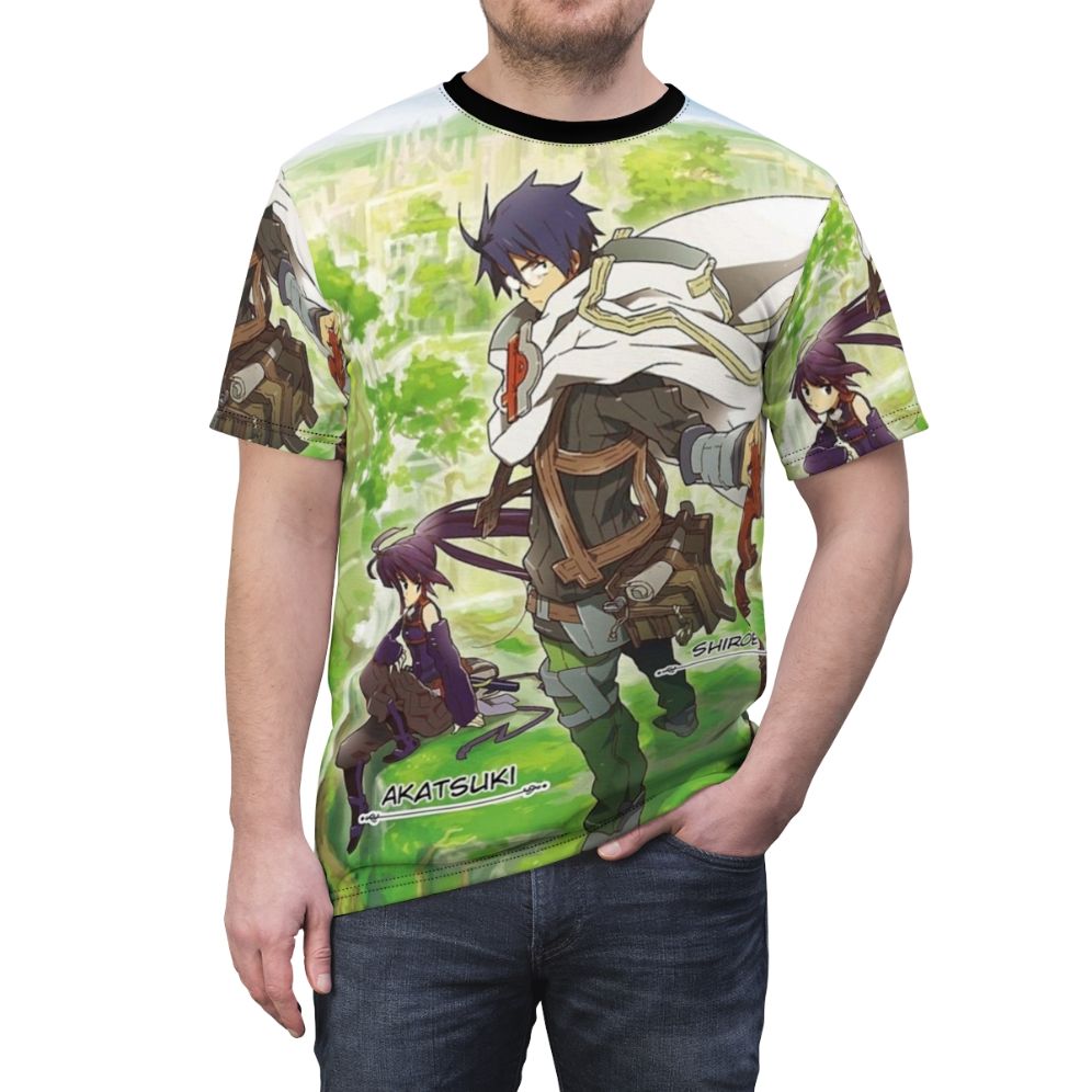 Log Horizon inspired anime-style artwork printed on a high-quality t-shirt - men front