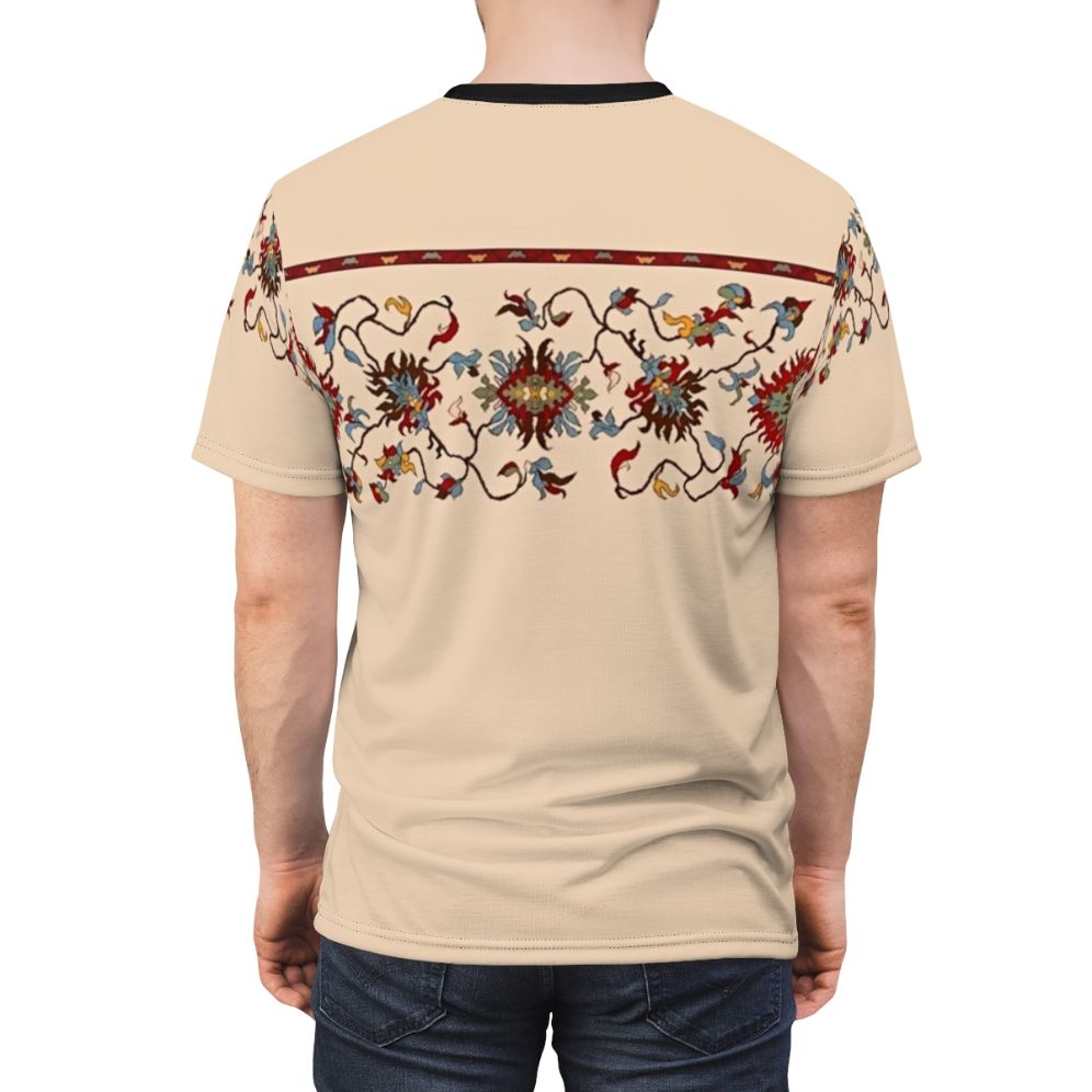 Vibrant t-shirt featuring traditional Armenian art and patterns - men back