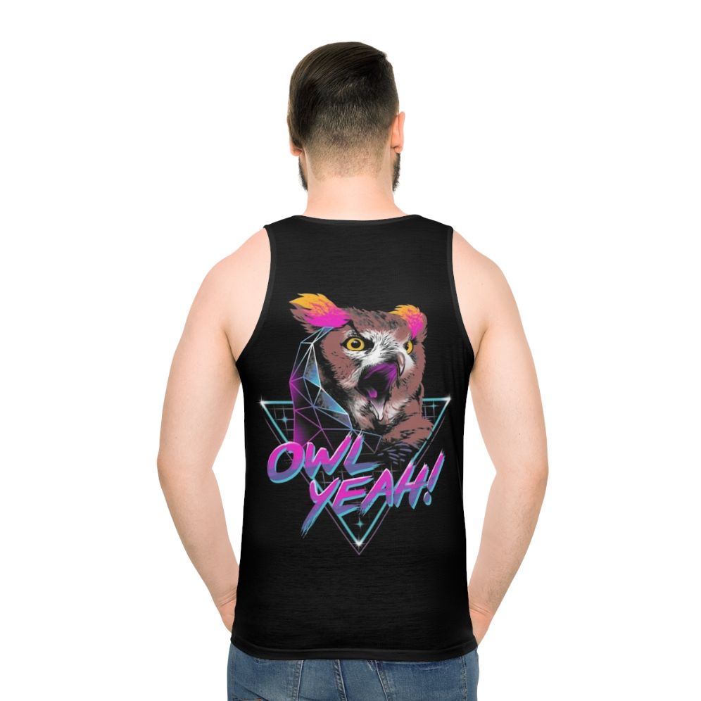 Owl graphic unisex tank top in neon colors - men back