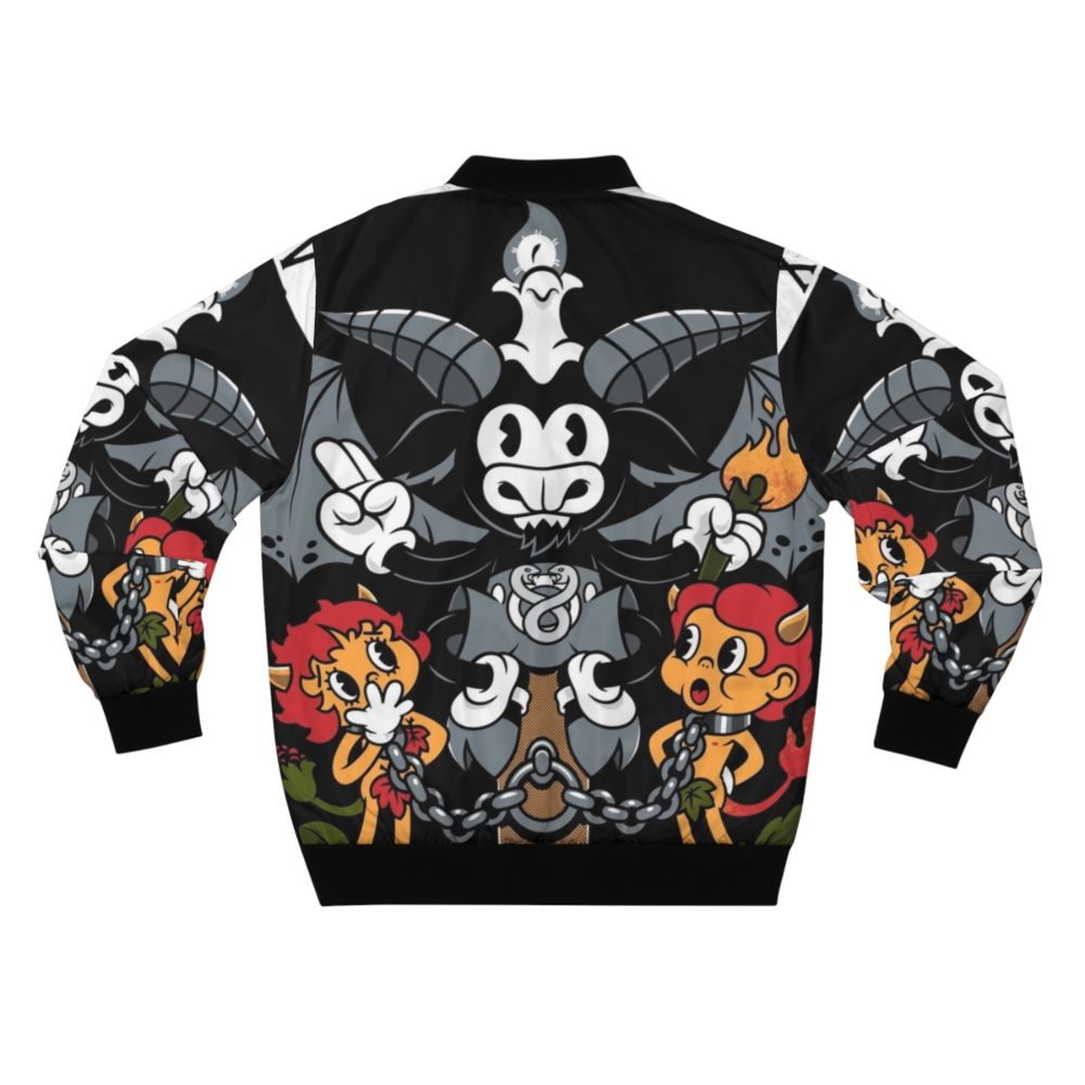 Vintage tarot devil baphomet bomber jacket with retro design - Back