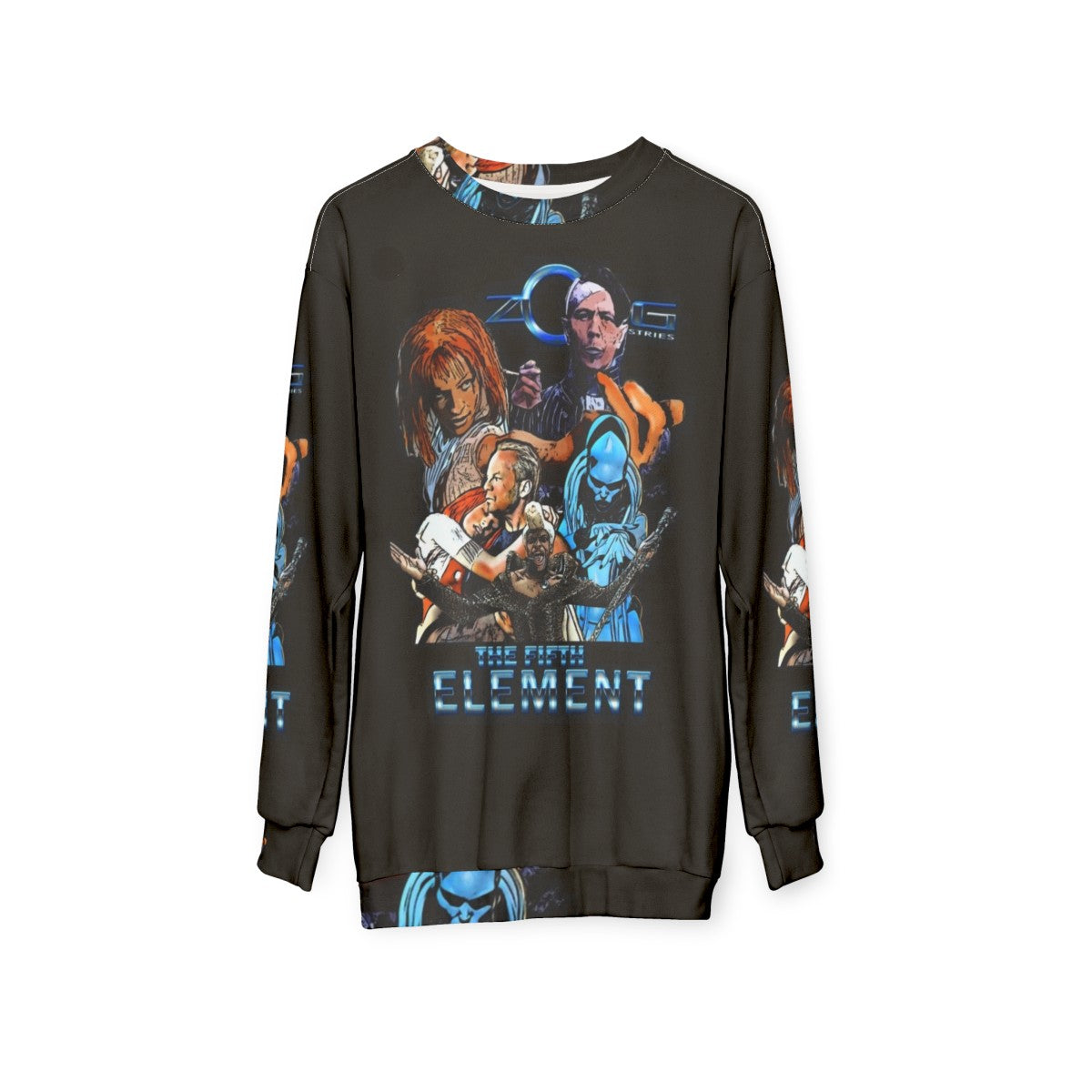 The Fifth Element Sweatshirt 2 featuring iconic sci-fi movie imagery - hanging